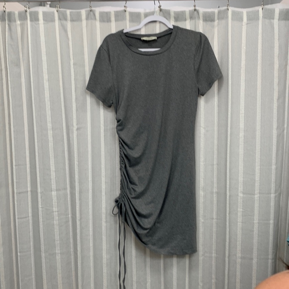 No Comment Tee Shirt Dress with Side Drawstring Gray‎ Size XL - EUC